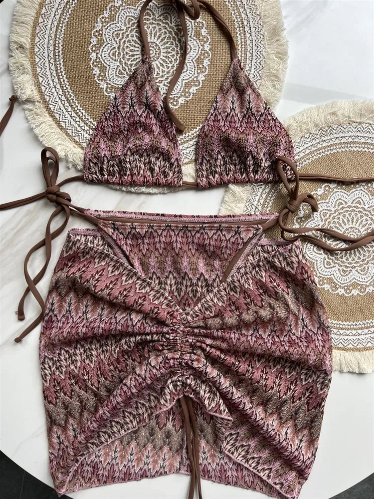 Swimsuit Colored Knitted Bikini - Piña Colada