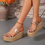 ZOKI Chunky Platform Roman Sandals – Gold/Silver - Piña Colada