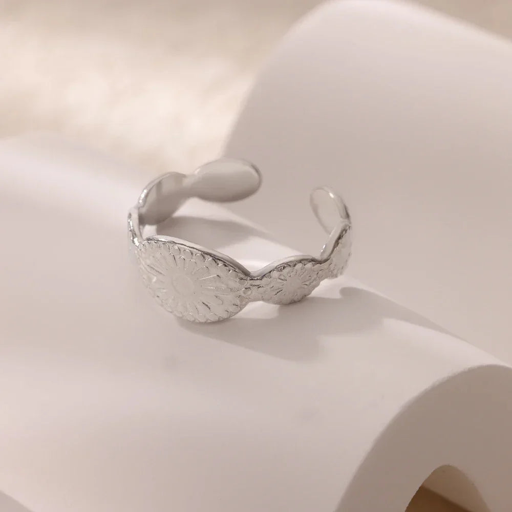 Stainless Steel Zircon Adjustable Ring - Piña Colada