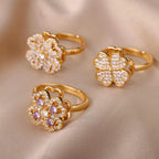 Spinner Zircon Heart Four Leaf Clover Rings - Piña Colada