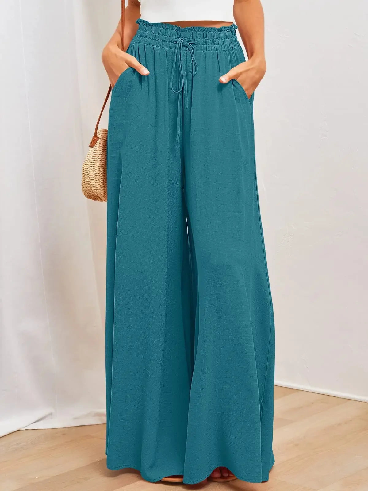 Loose Casual Wide Leg Pants - Piña Colada