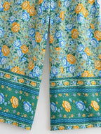 Floral Print Bohemian Wide Leg Pant - Piña Colada