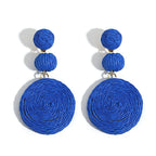 Boho Rattan Drop Earrings - Piña Colada