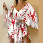 Print Dress Sexy V-Neck - Piña Colada