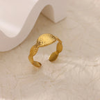 Stainless Steel Zircon Adjustable Ring - Piña Colada