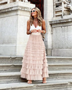 Long Skirt Tulle High Waist Pleated - Piña Colada