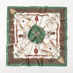 Leopard Print Square Scarf Satin Silk - Piña Colada