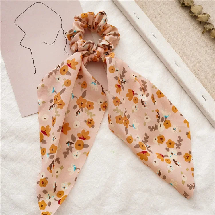 Print Bow Satin Long Ribbon - Piña Colada