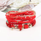 Bohemian Multicolor Stackable Beaded Bracelets - Piña Colada