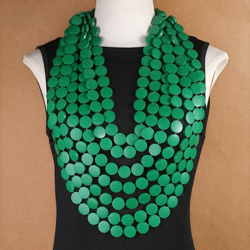 Multi-color Necklace Wooden - Piña Colada