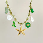 Beach Style Turtle & Starfish Pendant Necklace - Piña Colada