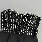 Women Sexy Strapless Shinning Pearl Beading Jumpsuit - Piña Colada