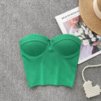 Strapless Summer Casual Crop Tops with Built In Bras - Piña Colada