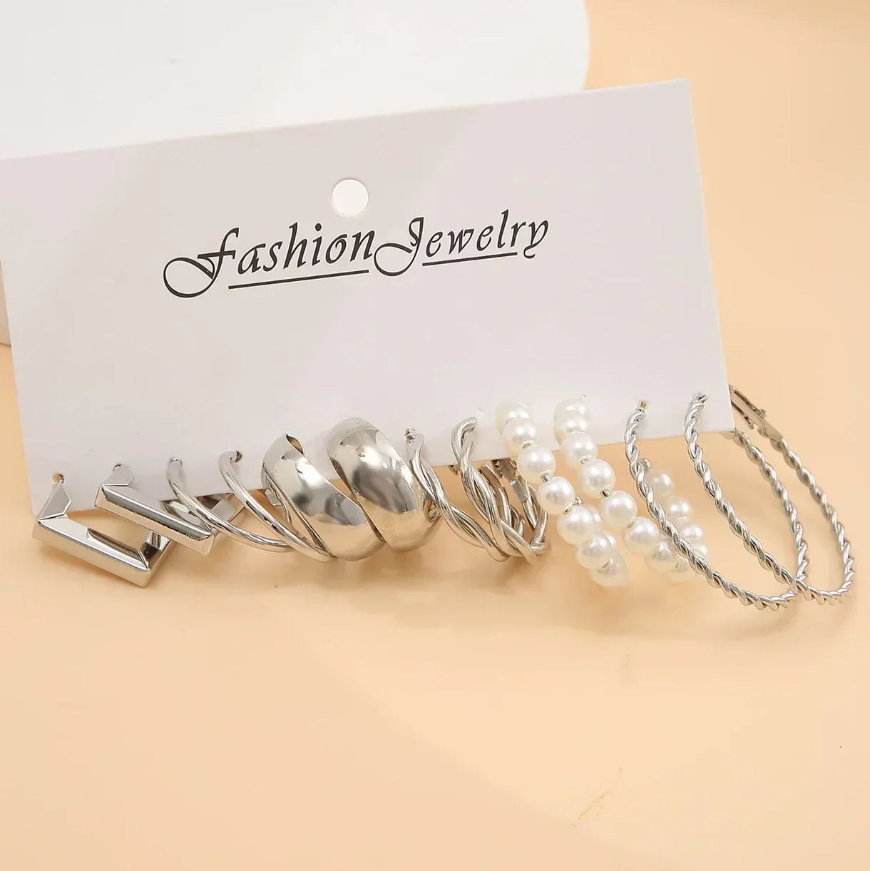 Pearl Hoop Earrings Set - Piña Colada