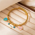 Colorful Eyes & Heart Drip Oil Pendant Bracelet - Piña Colada