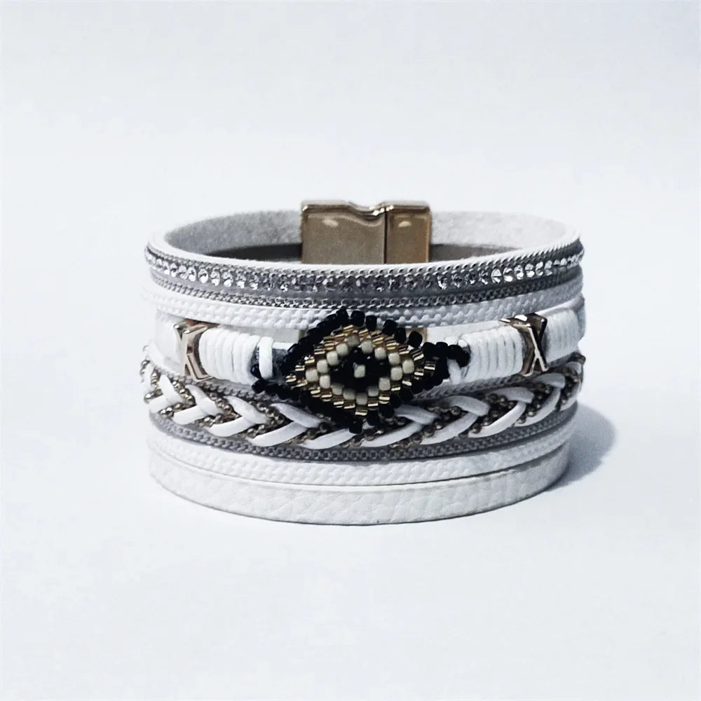 Handwoven Leather Bracelet - Piña Colada