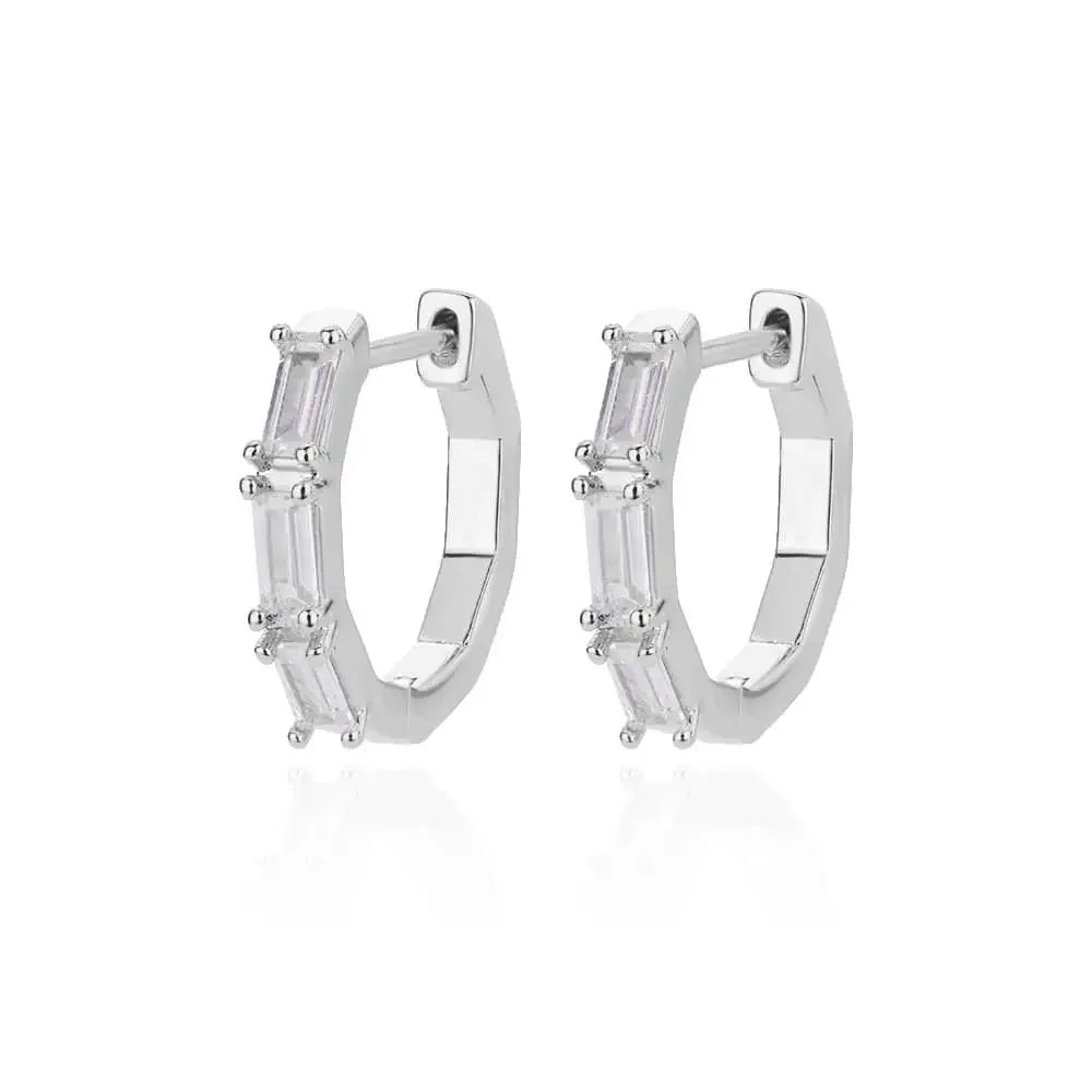 Zircon Polygon Earrings For Women Stainless Steel Geometric - Piña Colada