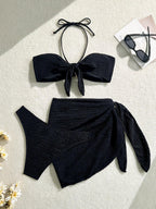 3-Piece Leopard Mesh Bikini Set – Starfish Charm & Bandeau Top - Piña Colada