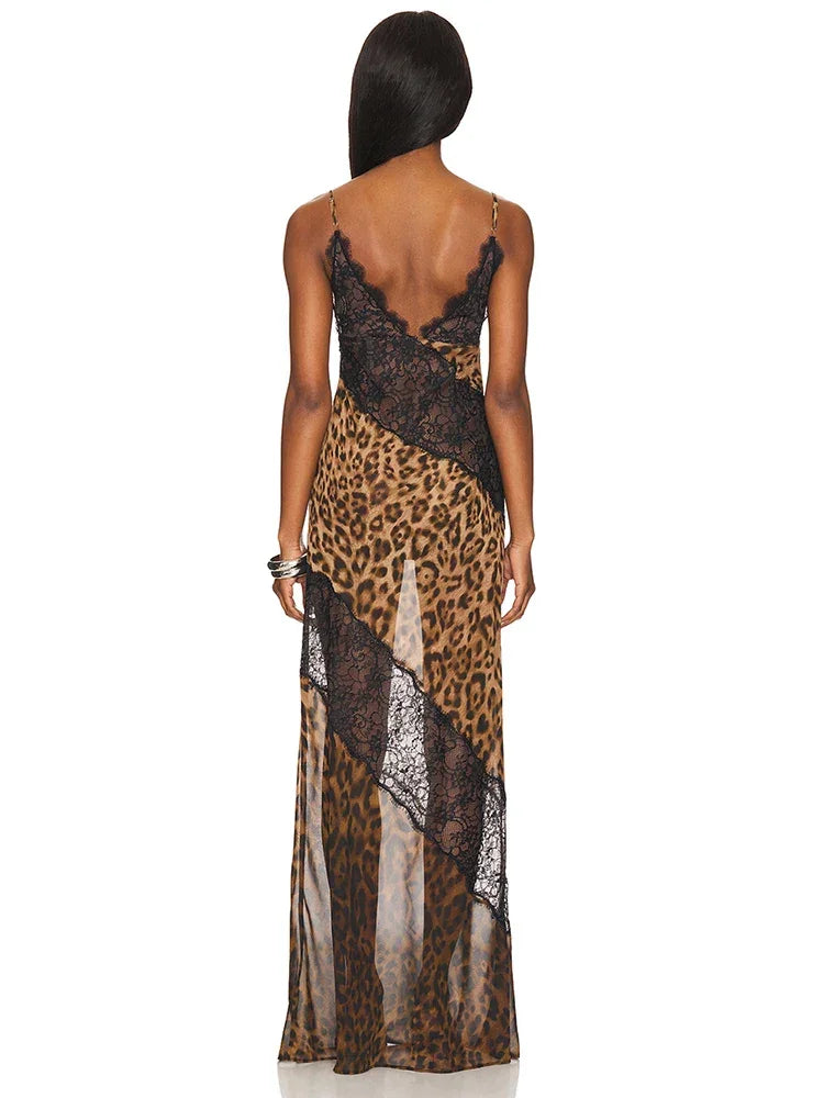 Mesh Patchwork Leopard Print
