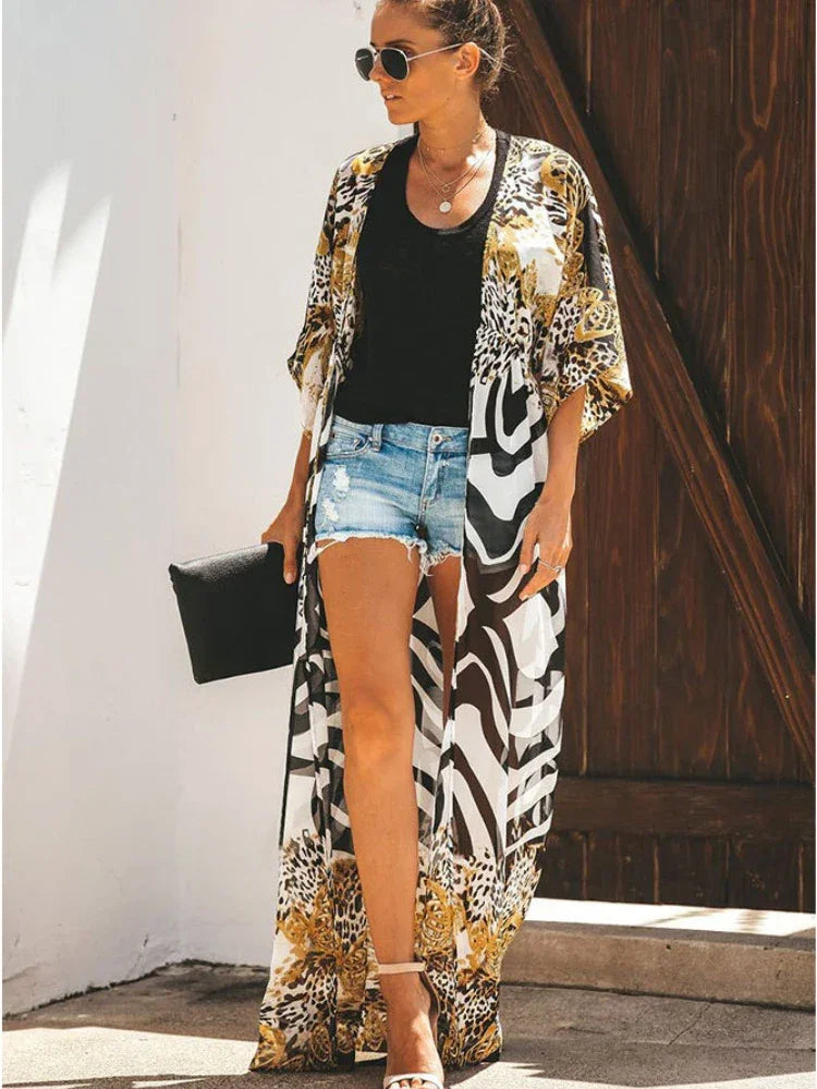 Bikini Cover Up Chiffon Kimono - Piña Colada