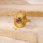Gradient Zircon 18K Gold-Plated Open Ring - Piña Colada