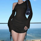 Solid Ruched Straps Lace-Up See Through - Piña Colada
