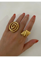 Conch Glossy Spiral Hollow Chunky Open Rings - Piña Colada