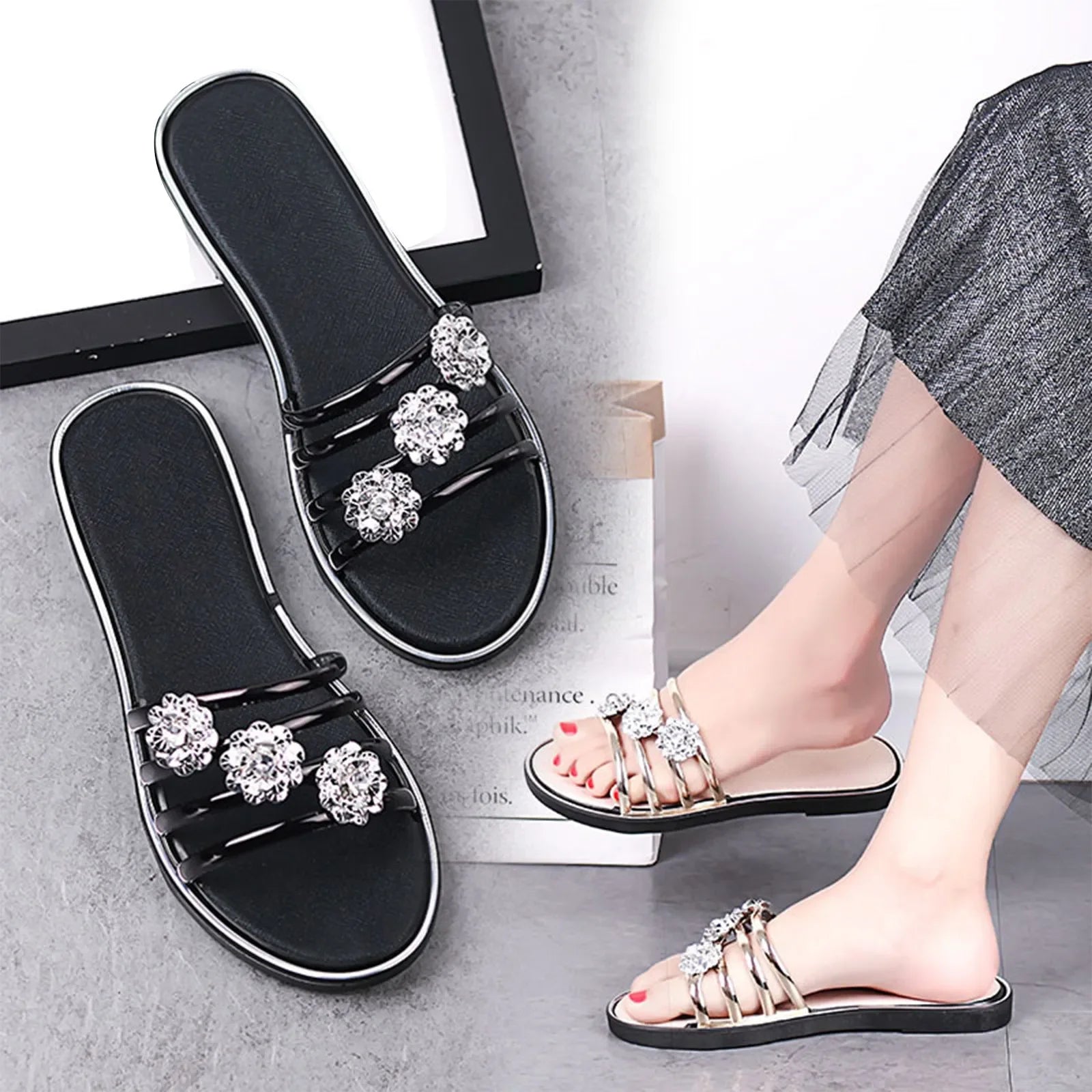 Slippers Diamond Flower Sandals - Piña Colada