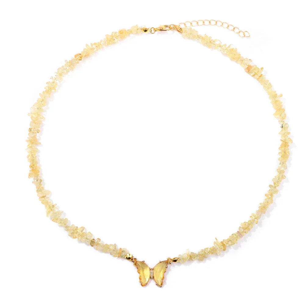 Butterfly Crystal Necklace - Piña Colada