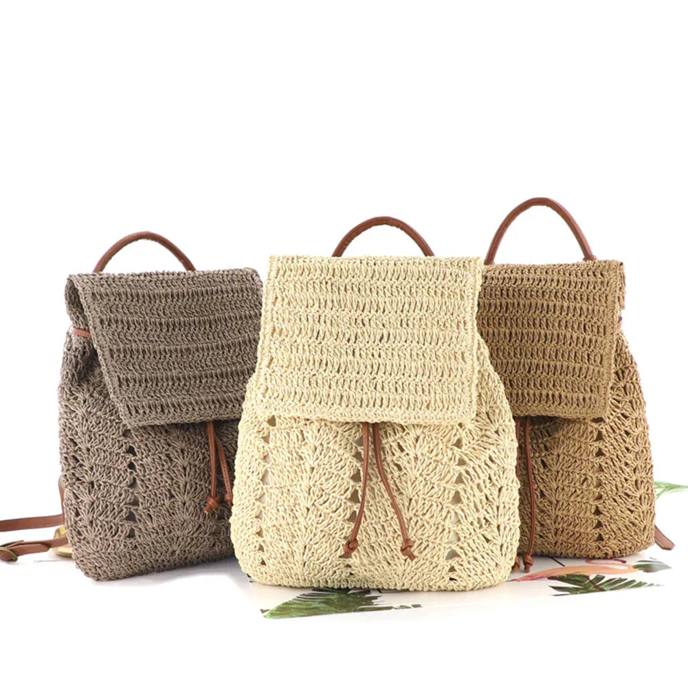 Women Straw Backpack Handmade - Piña Colada