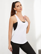 Hollow Solid Color Sports Blouse
