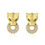 Leopard Head Stud Earrings - Piña Colada