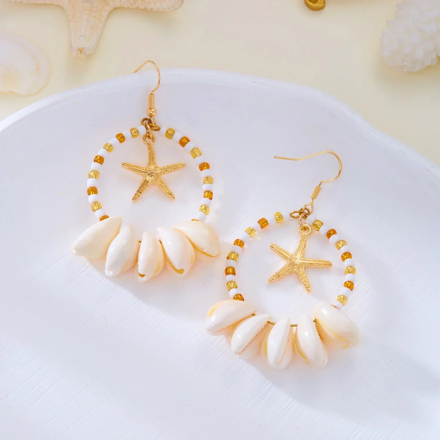Boho Sea Shell Earrings - Piña Colada