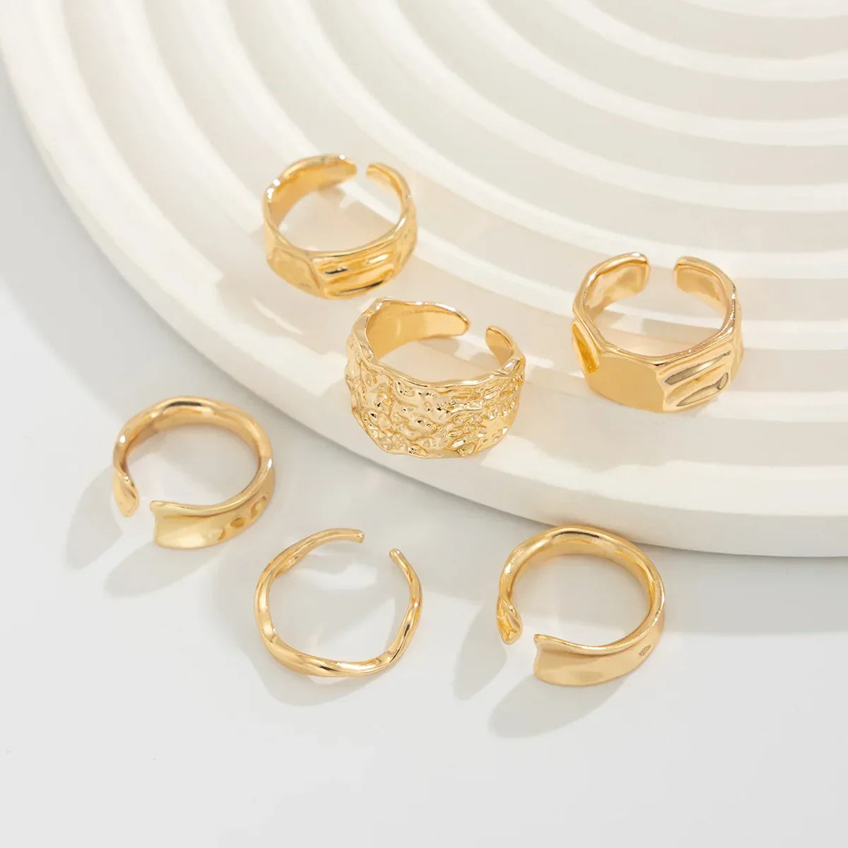 6Pcs/Set Vintage Sun Starfish Open Rings - Piña Colada