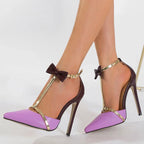 Bowknot Ankle Strap Pumps - Piña Colada