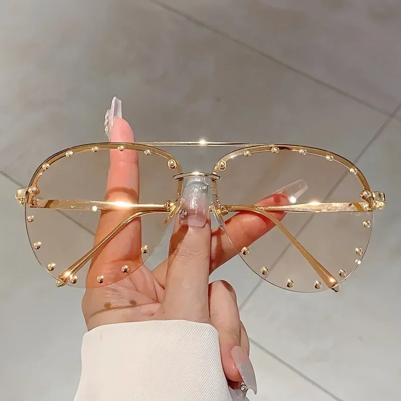 Rimless Pilot Sunglasses - Piña Colada