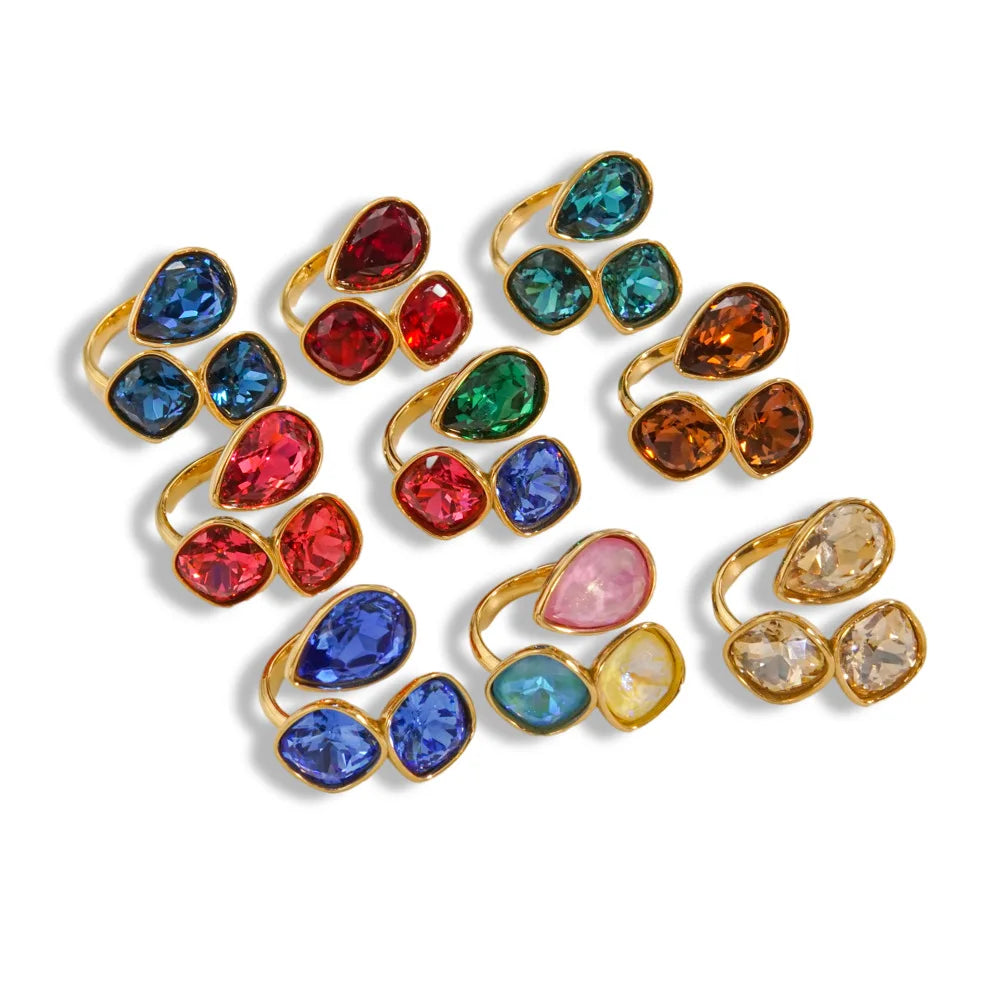 Gold Zircon Adjustable Ring