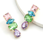 Rhinestone Water Drop Dangle Earrings - Piña Colada