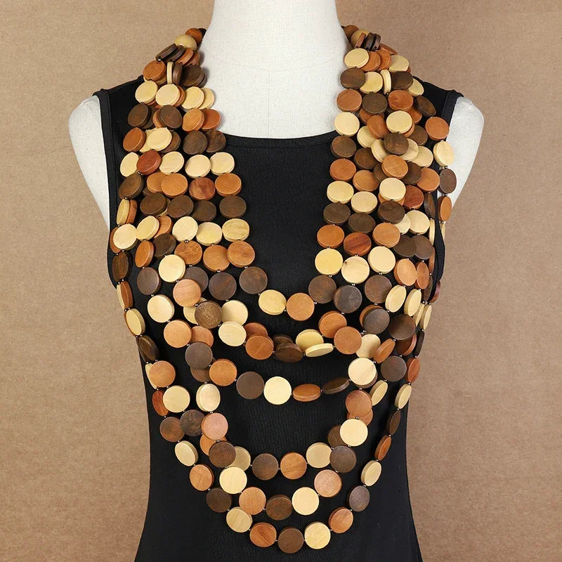 Multi-color Necklace Wooden - Piña Colada