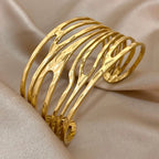 Geometric Hollow Cuff Bracelet - Piña Colada