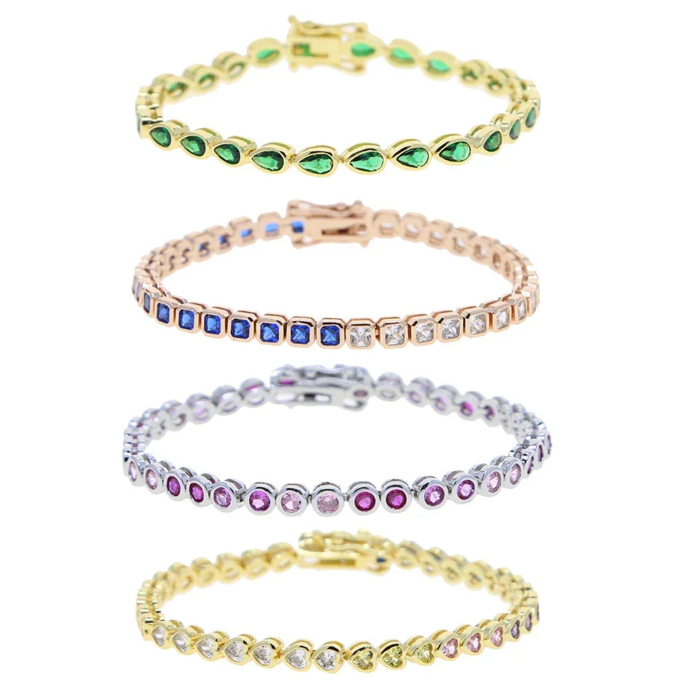 Zirconia Tennis Chain Bracelet - Piña Colada