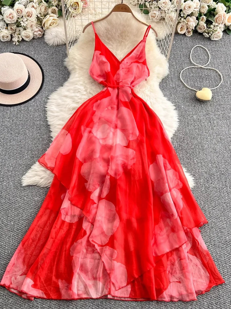 Boho Backless Printed Midi Dress - Piña Colada