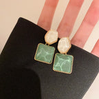 Crystal Square Drop Earrings – Luxury Asymmetric Zircon Earrings for Women - Piña Colada