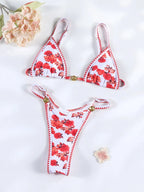 Floral Print Bordered Bikini Set