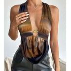 Backless Crop Top Halter - Piña Colada