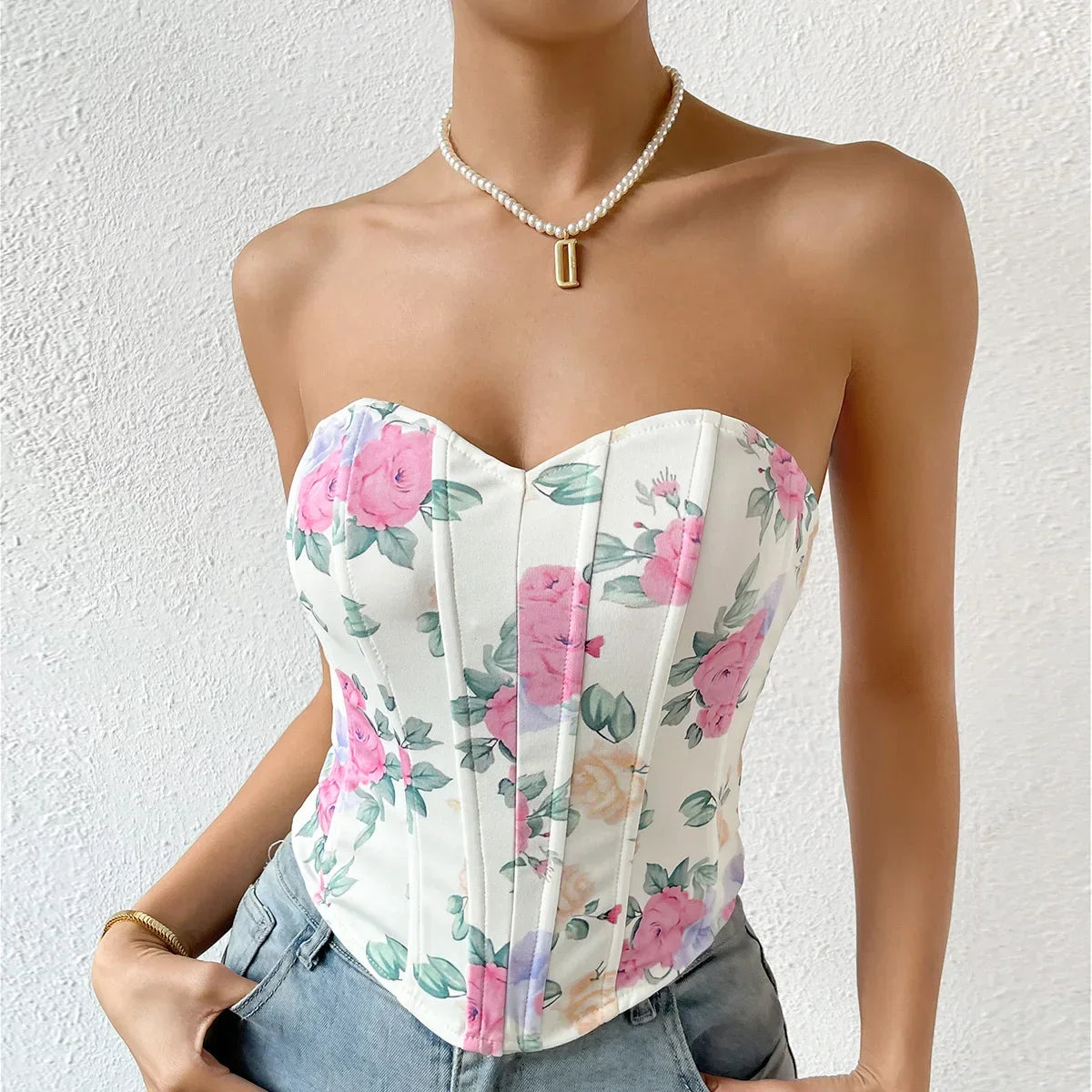 Off Shoulder Tank Top Low Cut Open Back - Piña Colada