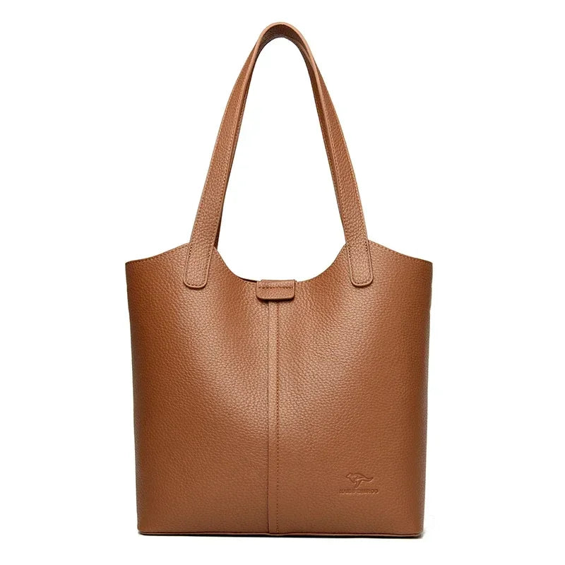 Soft Leather Shoulder Bag - Piña Colada