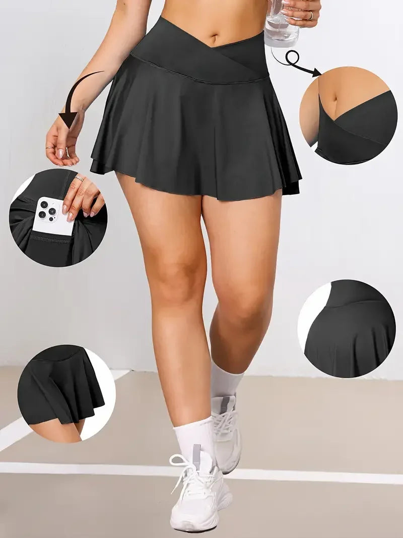 Casual A-Line Tennis Skirt with Stretch Waist - Piña Colada