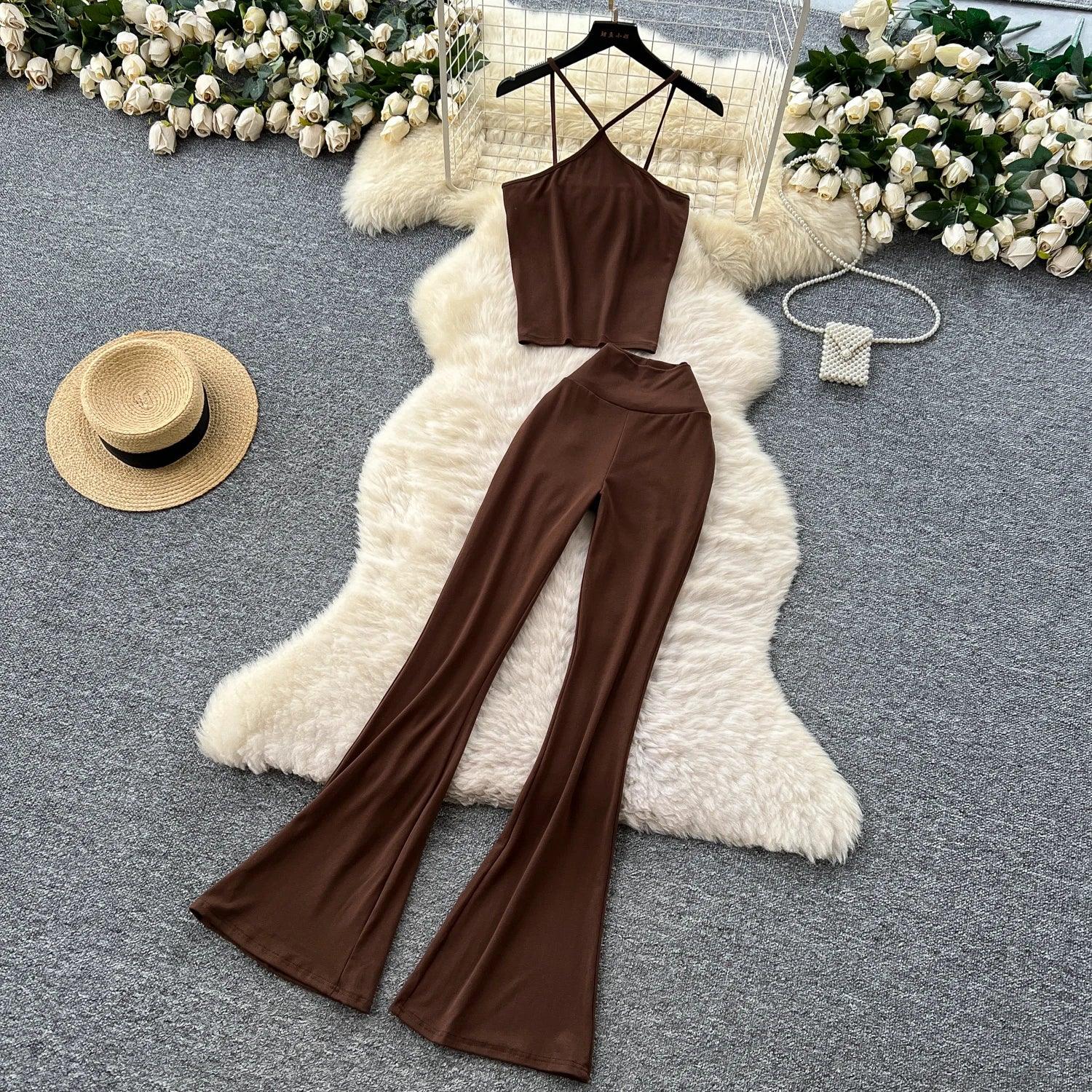 Unidance Pleated Square Neck Two-Piece Set – Casual Chic for Spring/Summer - Piña Colada