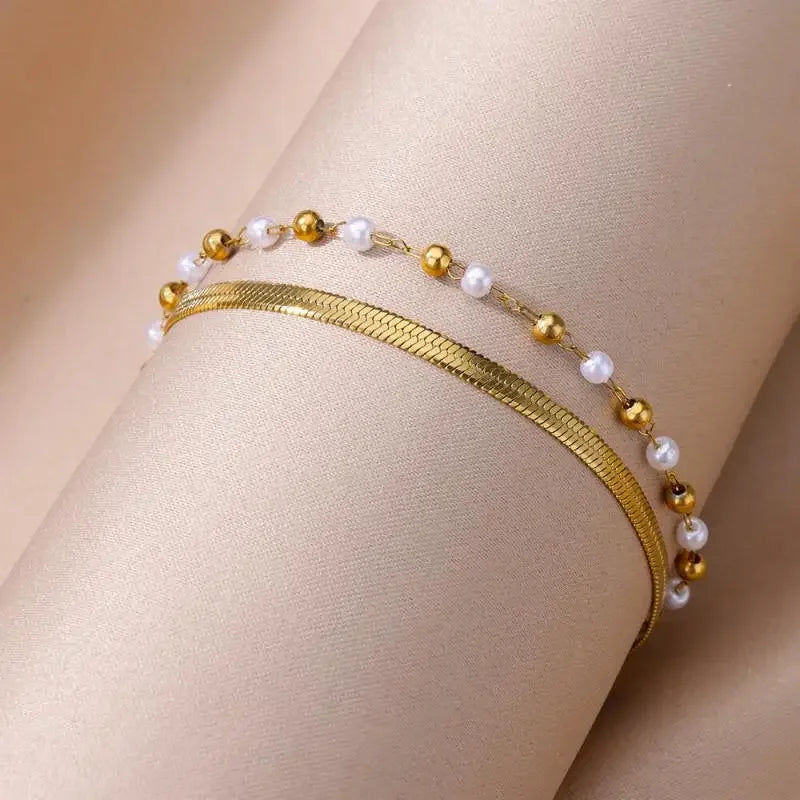 Stainless Steel Gold-Plated Anklet for Women - Piña Colada